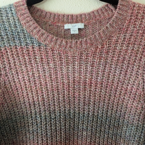 J. Jill Blue and Pink Ombre Striped Cotton/Wool Blend Open Knit Sweater sz M - Picture 6 of 9
